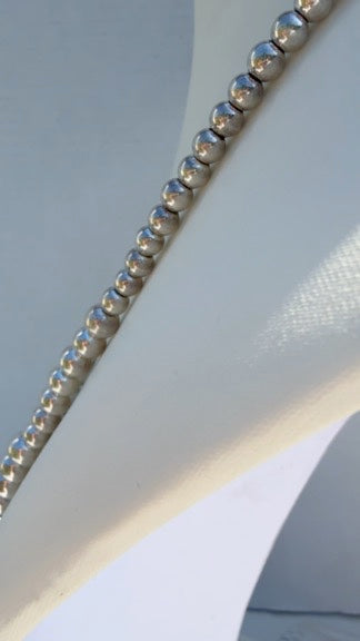 Graduated Silver Navajo Pearl Necklace. Bone Cross Pendant Southwestern Jewelry.