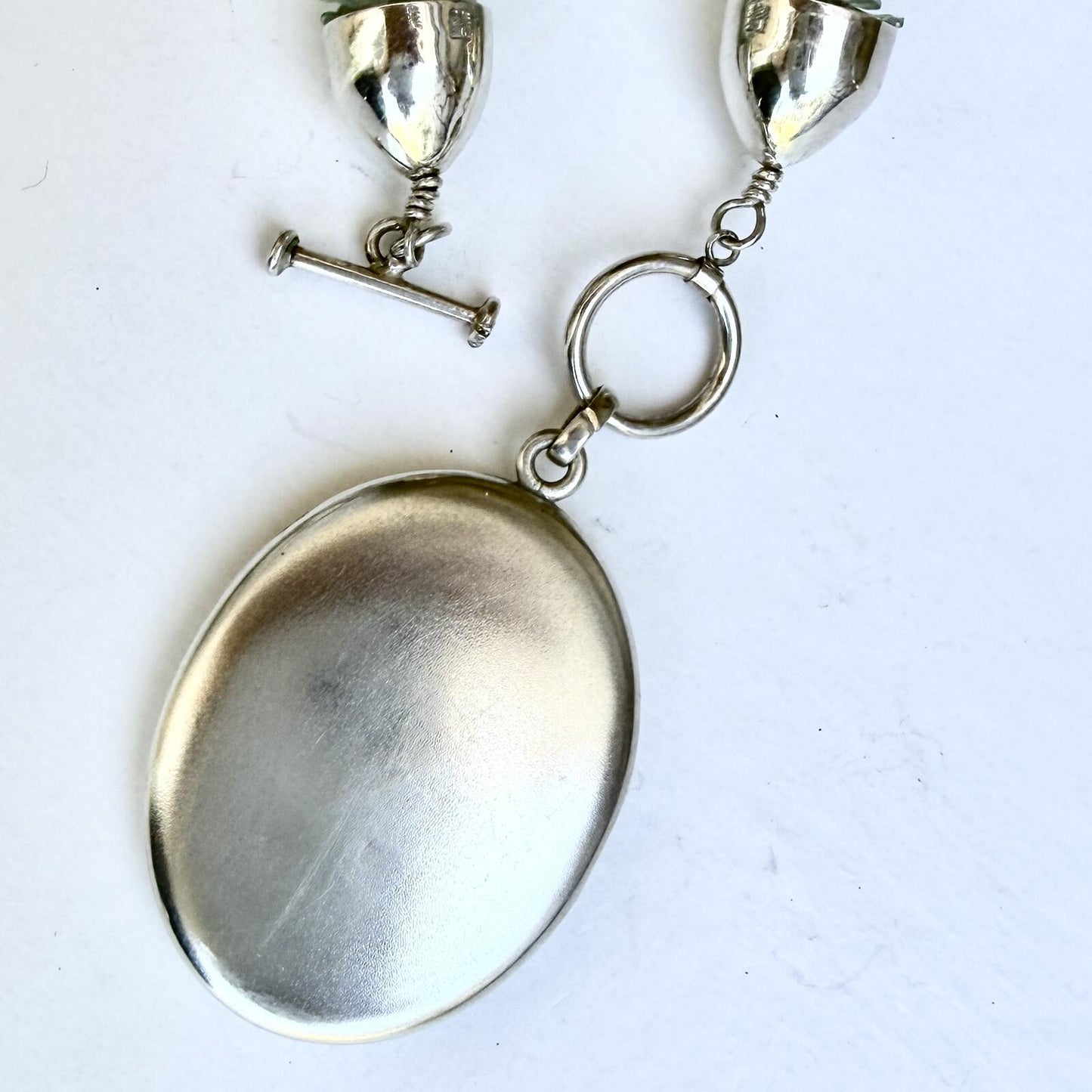 Antique Sterling Silver Monogram Locket. Vintage DTR Apitate Turquoise 3 Strand