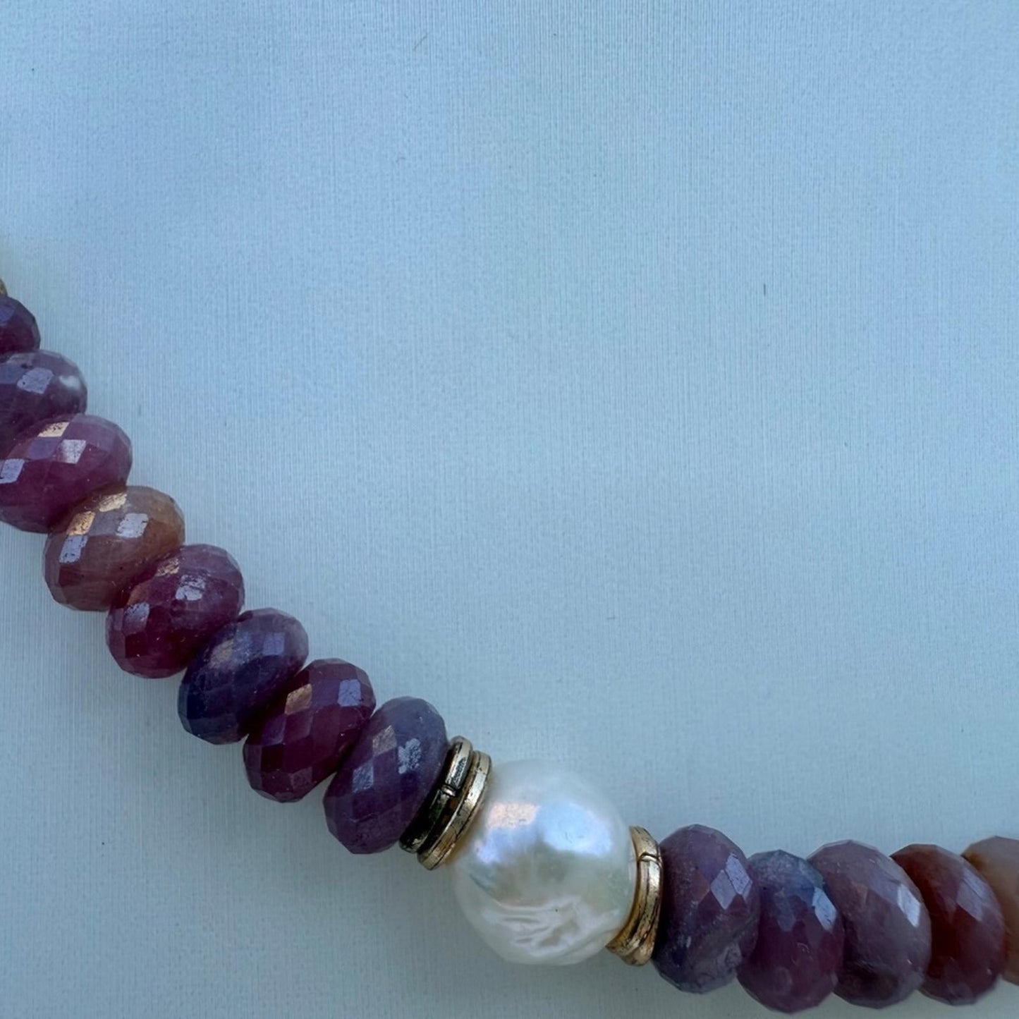 Ruby Necklace. Fresh Water Pearl Necklace. Gold Fill Lobster Clasp.