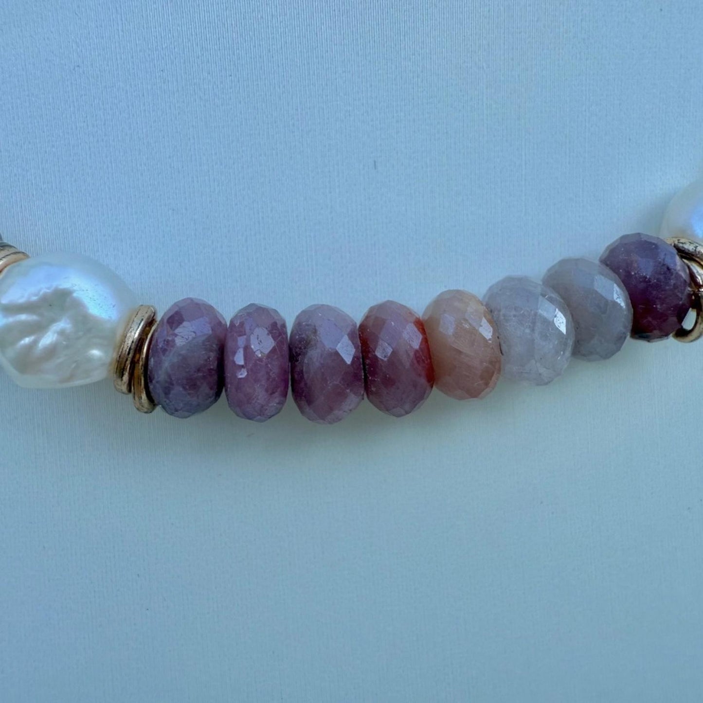 Ruby Necklace. Fresh Water Pearl Necklace. Gold Fill Lobster Clasp.