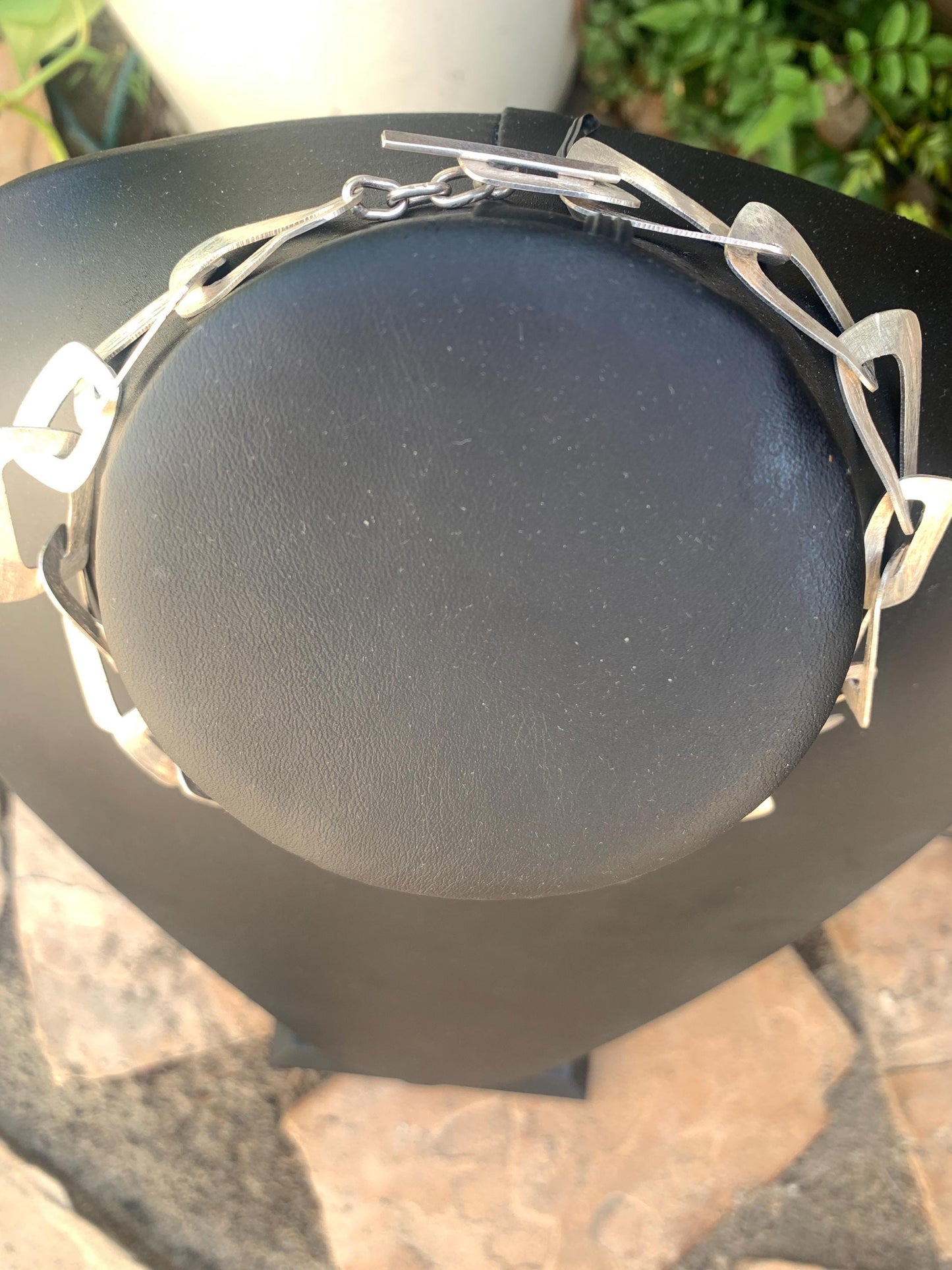 Contemporary. Sterling Silver. Irregular Large Oblong Link. Necklace. Hand Made.