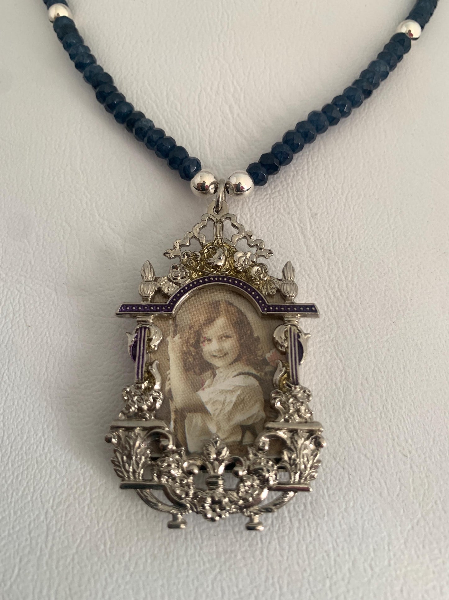 Picture Frame Pendant Necklace. Ornate Detail. Handmade Faceted Necklace.OOAK