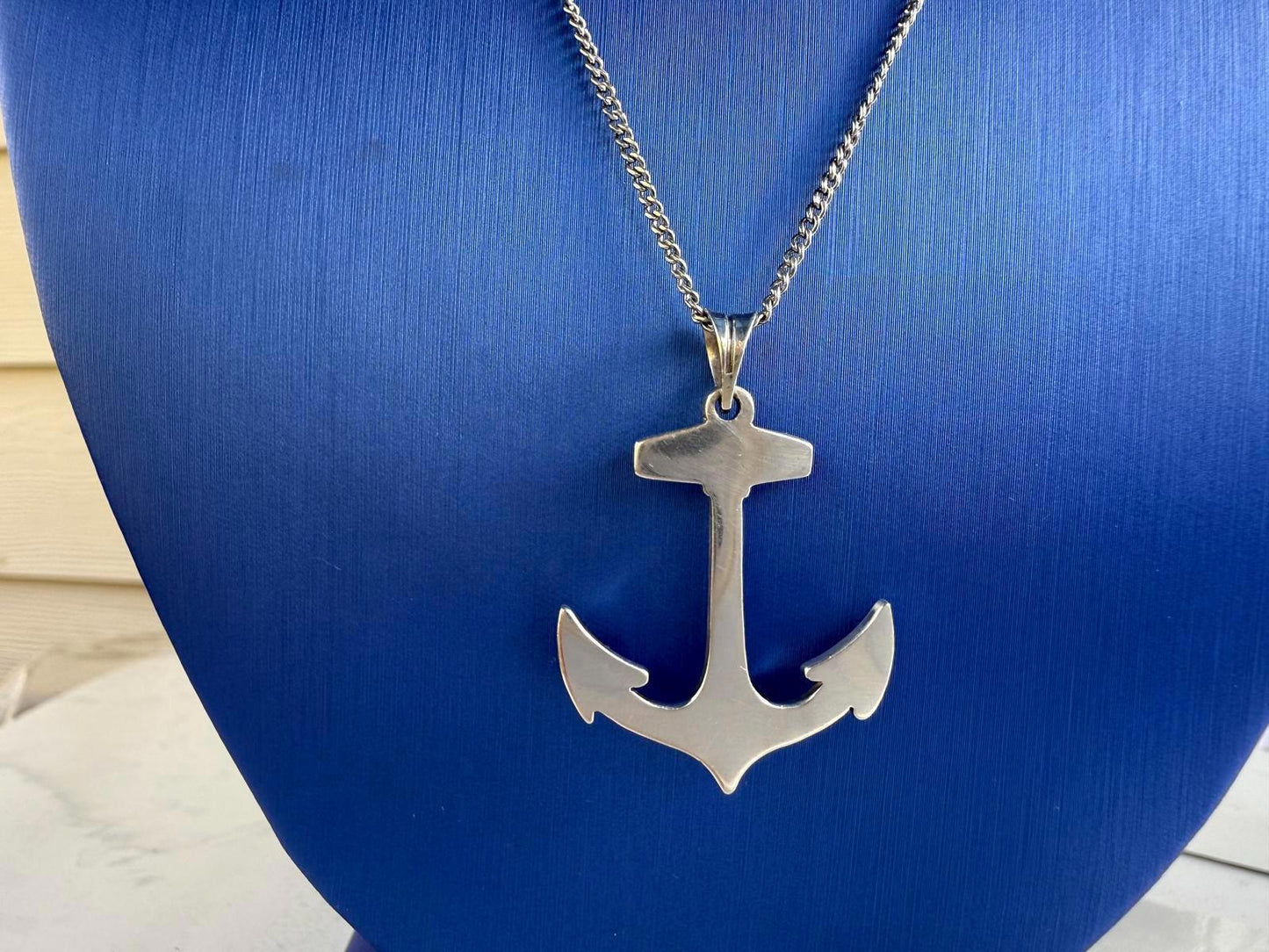Sterling Silver Anchor Necklace. Sterling Nautical Anchor Pendant Necklace.