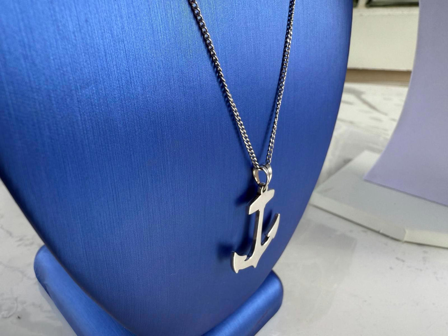 Sterling Silver Anchor Necklace. Sterling Nautical Anchor Pendant Necklace.