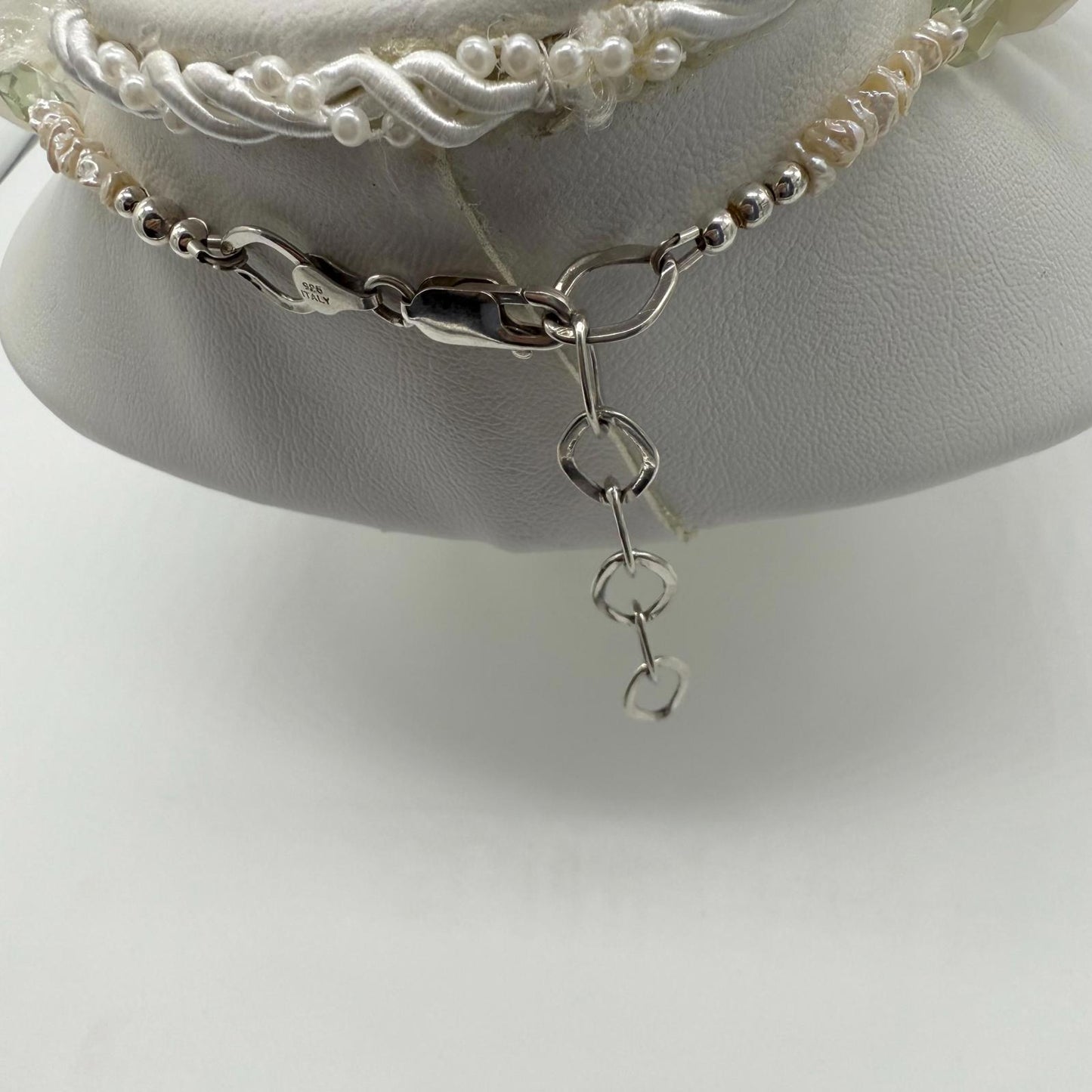 Double Amethyst Pendant. Sterling Silver Moonstone Amethyst Pearl Necklace