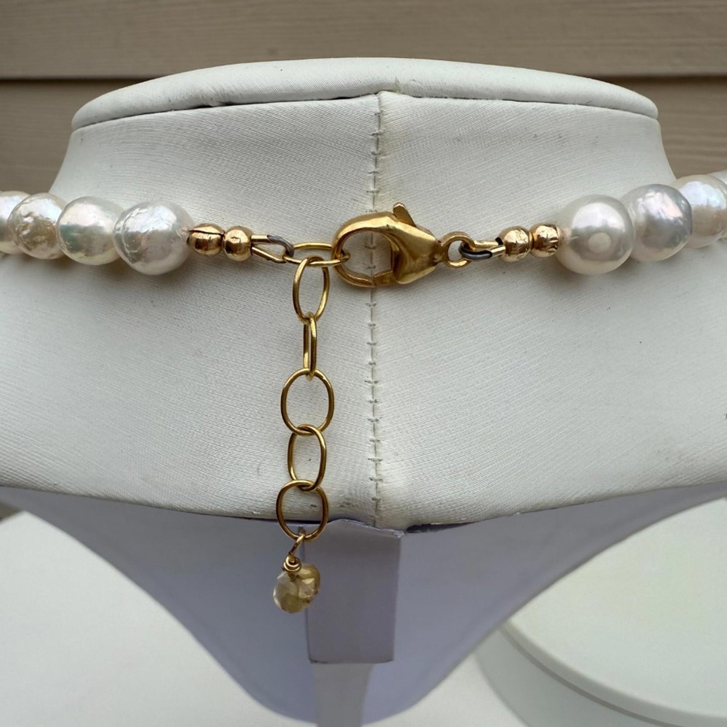 Citrine Pearl Necklace. Handmade Freshwater Pearl Necklace.
