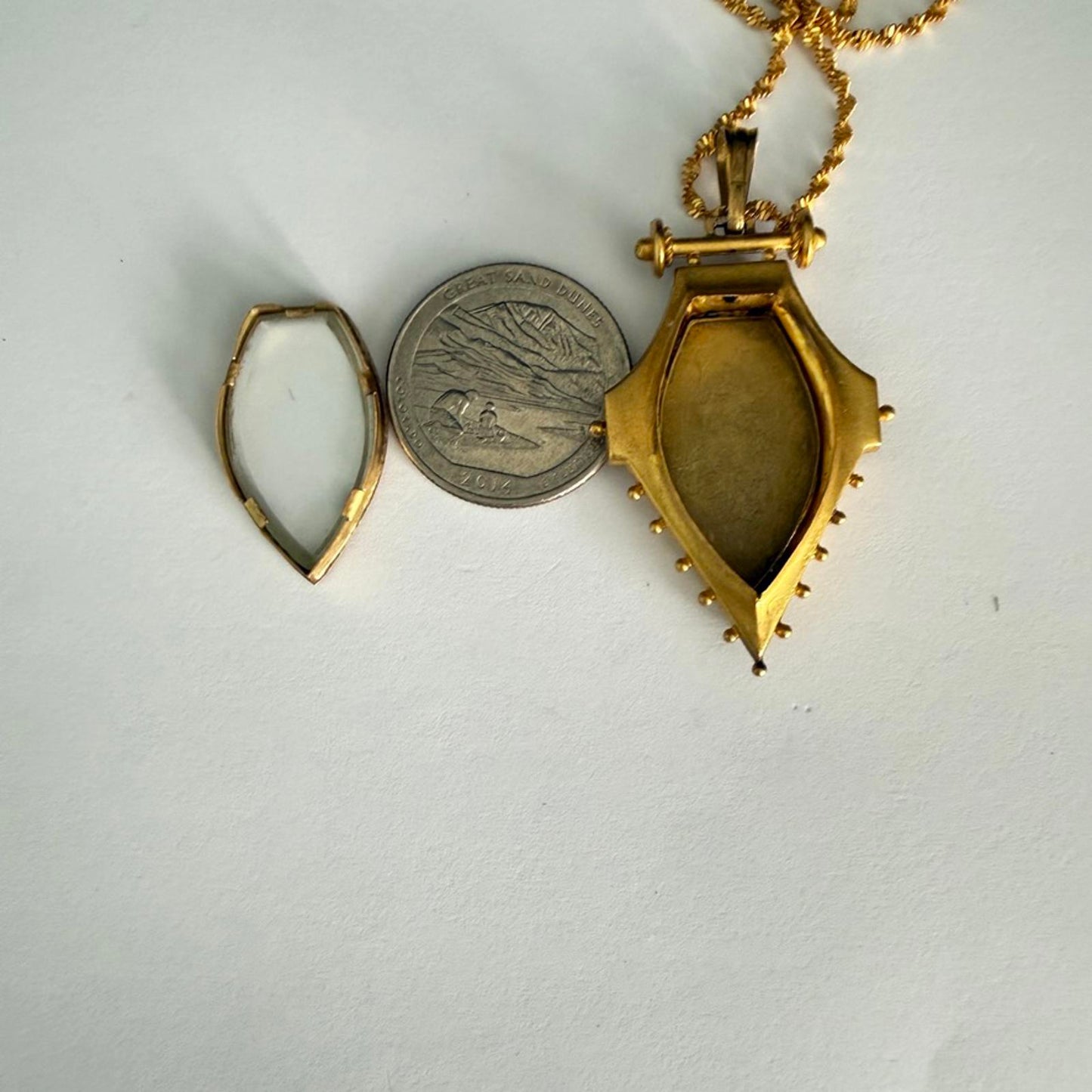 Vintage Mourning Locket Portrait Pendant. Pearls and Diamonds.