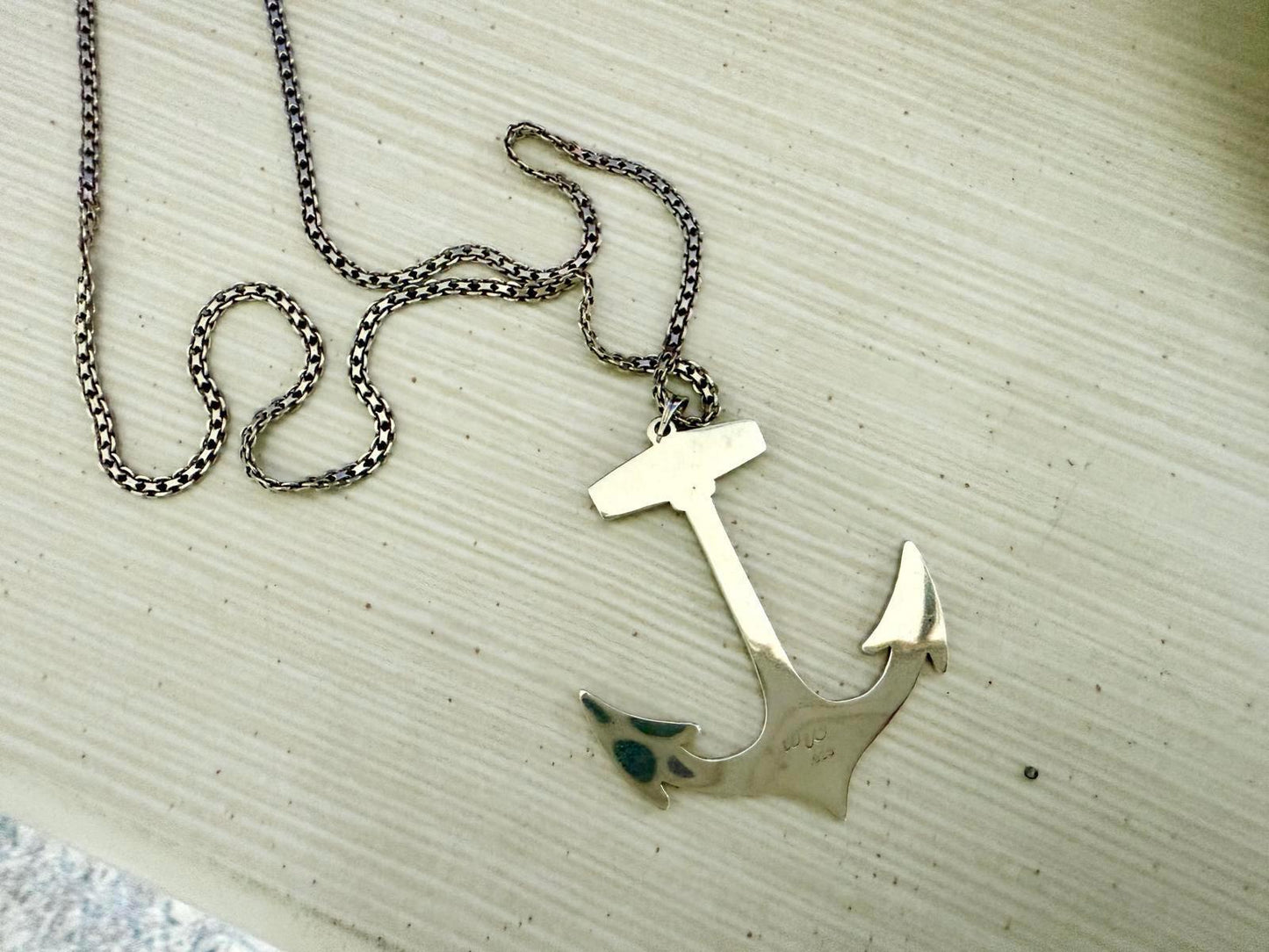 Sterling Silver Anchor Necklace. Sterling Nautical Anchor Pendant Necklace.