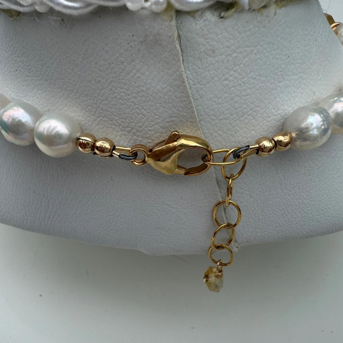 Citrine Pearl Necklace. Handmade Freshwater Pearl Necklace.