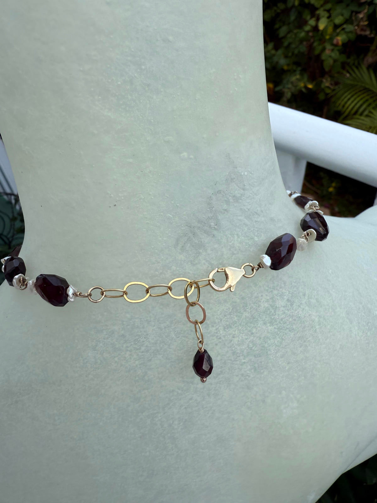 Vintage Locket. Garnet Nuggets Freshwater Pearl Necklace.