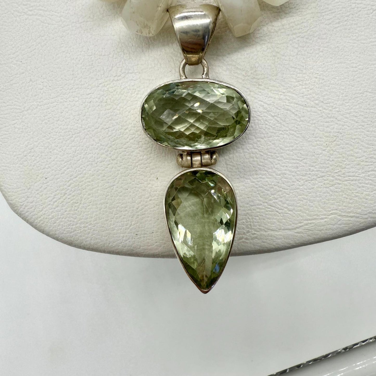 Double Amethyst Pendant. Sterling Silver Moonstone Amethyst Pearl Necklace