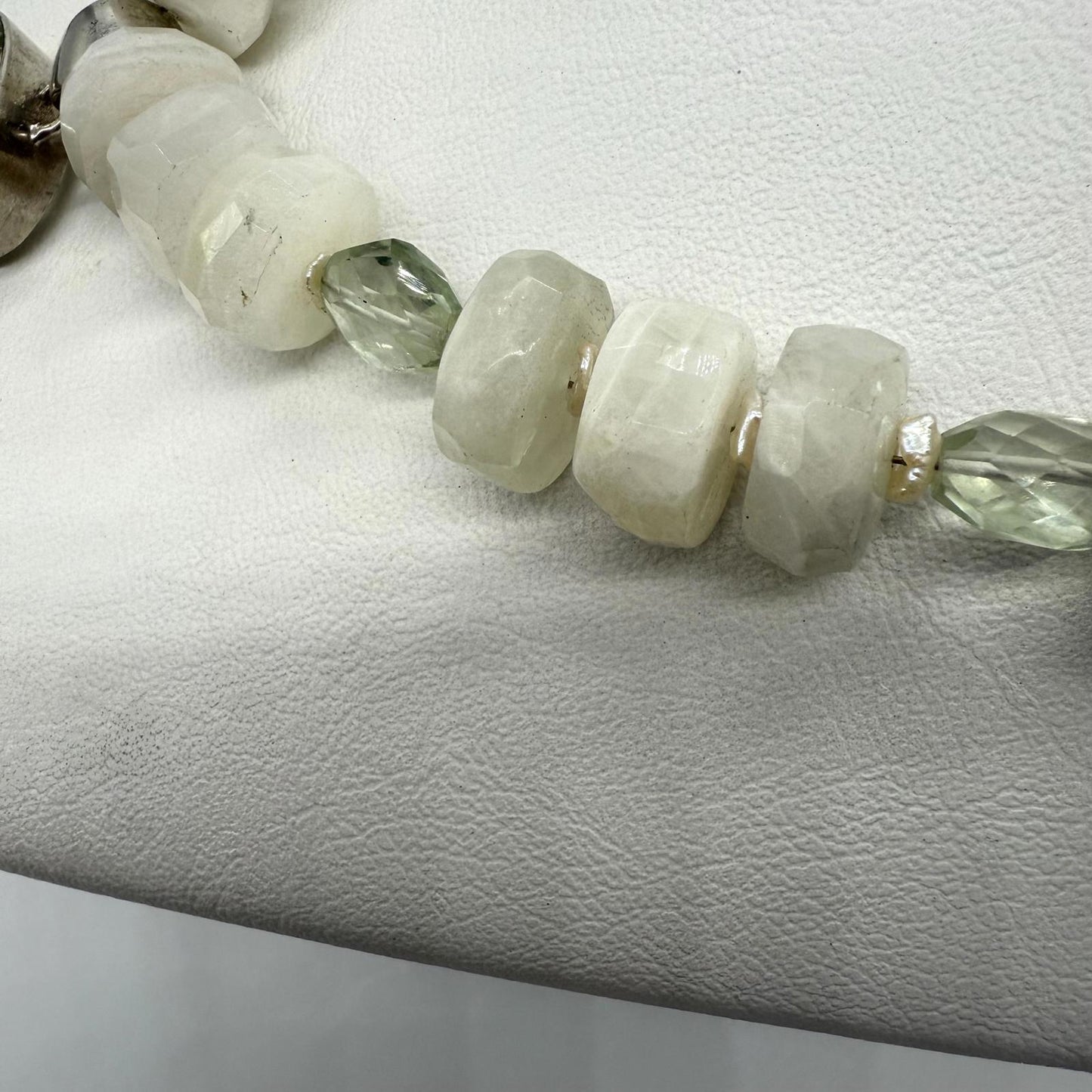 Double Amethyst Pendant. Sterling Silver Moonstone Amethyst Pearl Necklace