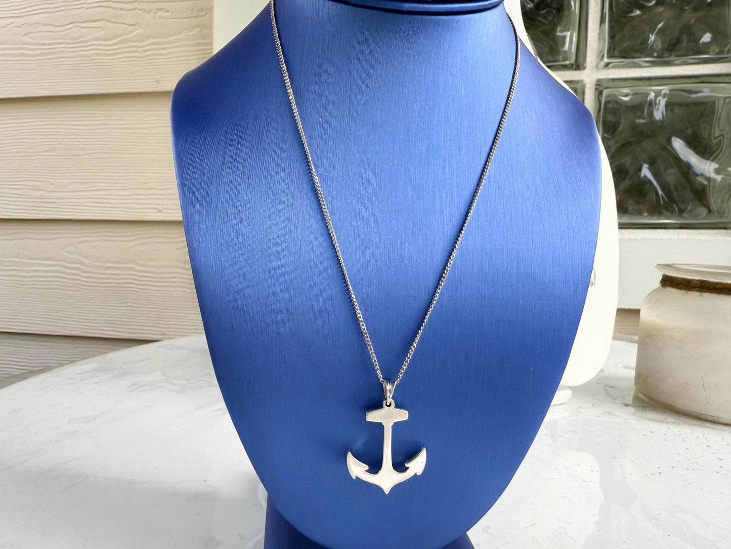 Sterling Silver Anchor Necklace. Sterling Nautical Anchor Pendant Necklace.