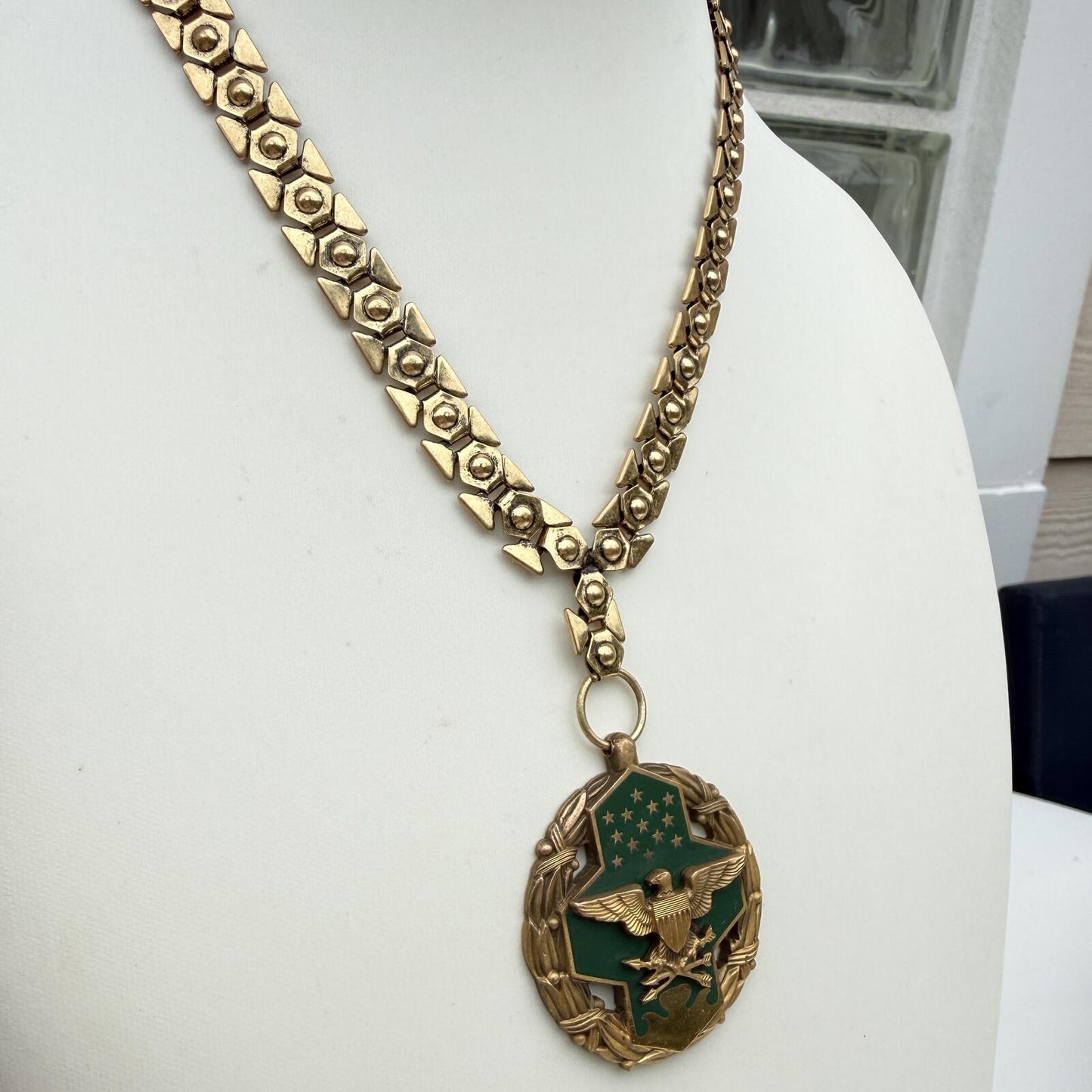 Vintage U.S. Joint Service Commendation Medal/ Pendant. Vintage Necklace.