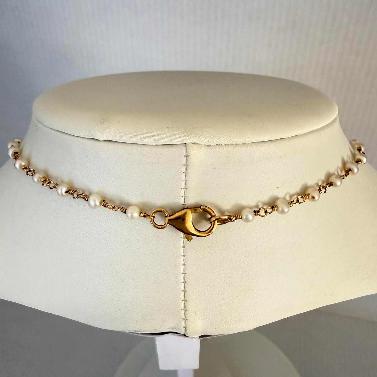 Vintage Chinese Medallion Pendant Pearl Necklace