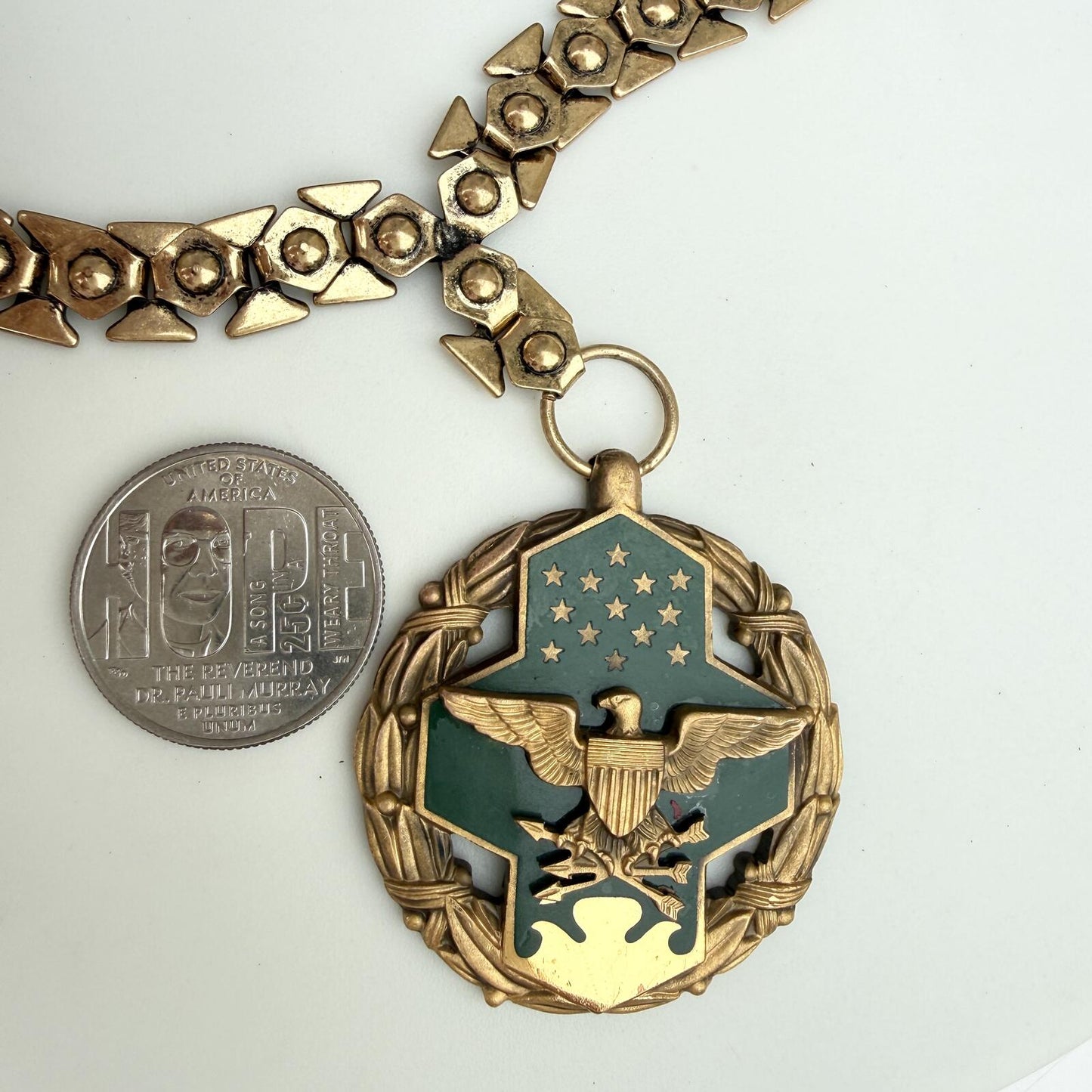 Vintage U.S. Joint Service Commendation Medal/ Pendant. Vintage Necklace.