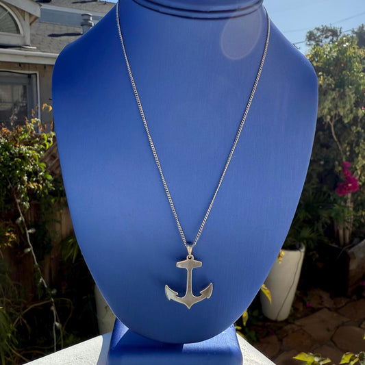 Sterling Silver Anchor Necklace. Sterling Nautical Anchor Pendant Necklace.