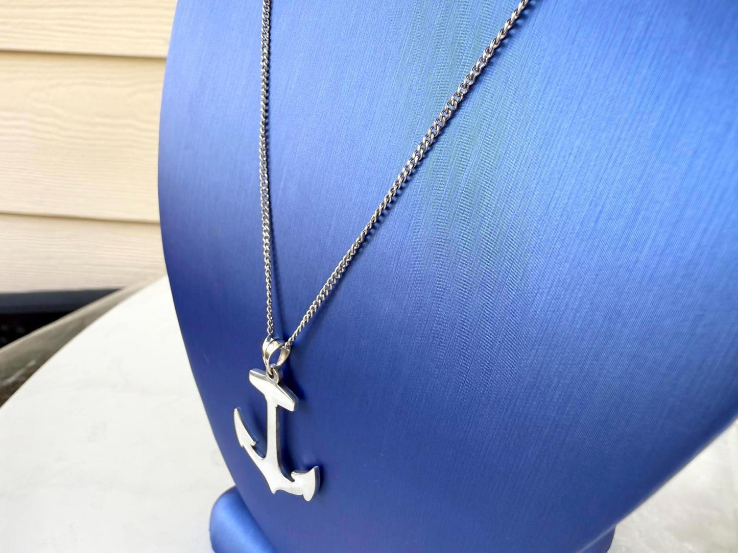 Sterling Silver Anchor Necklace. Sterling Nautical Anchor Pendant Necklace.