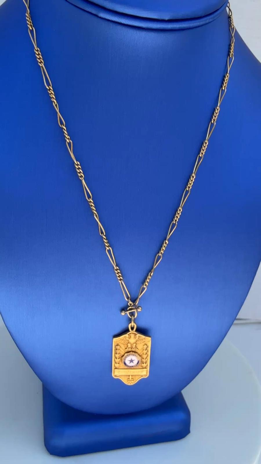 Vintage American Legion Auxiliary Citizenship Award Medal Pendant Vintage chain