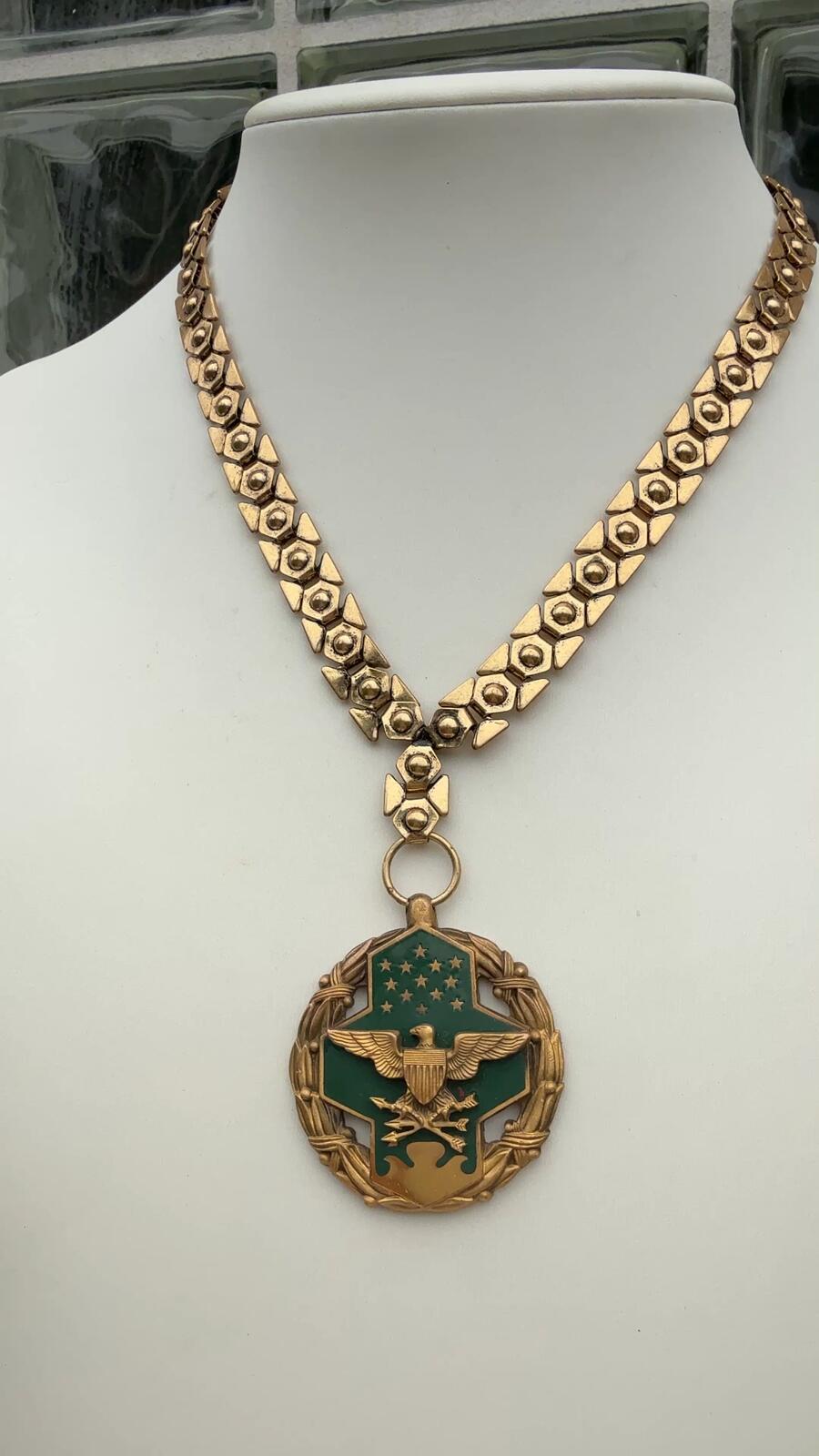 Vintage U.S. Joint Service Commendation Medal/ Pendant. Vintage Necklace.