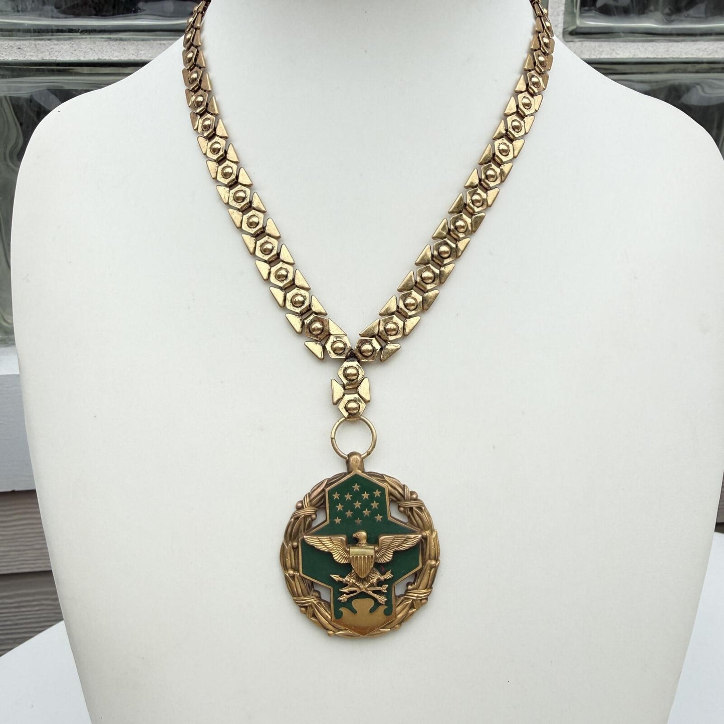 Vintage U.S. Joint Service Commendation Medal/ Pendant. Vintage Necklace.
