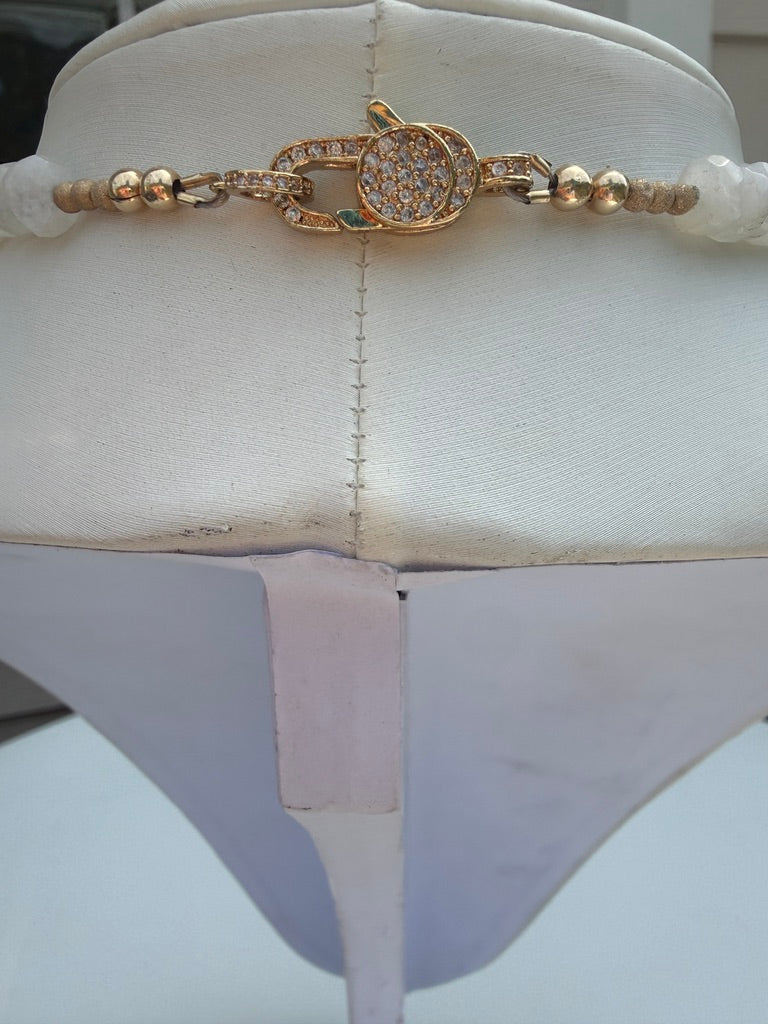 Blue Lace Agate Nugget Necklace. Shell Pendant Necklace Nucleated Pearl.
