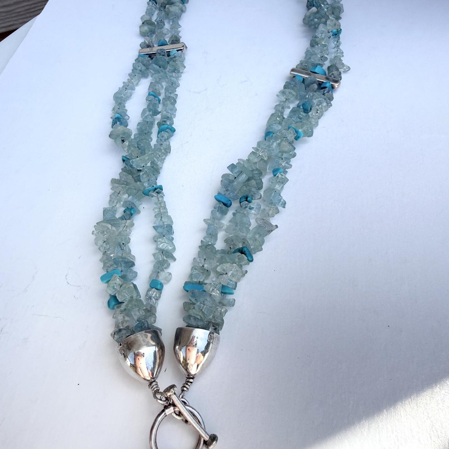 Antique Sterling Silver Monogram Locket. Vintage DTR Apitate Turquoise 3 Strand