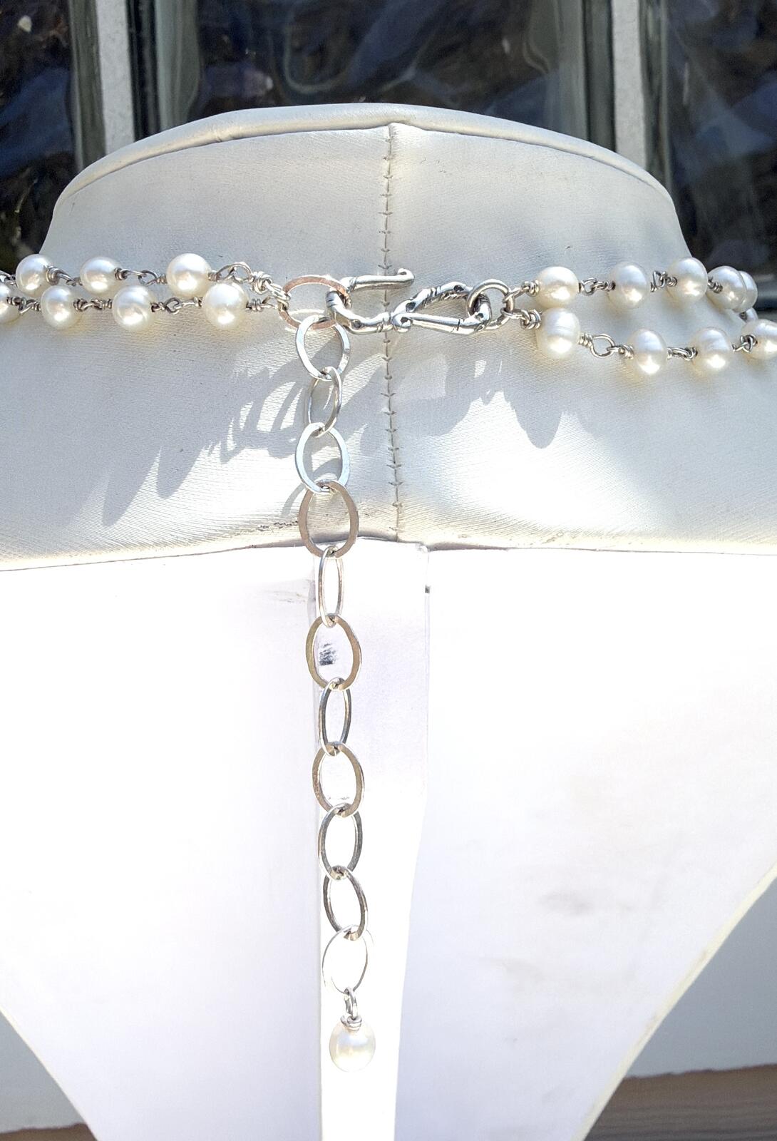 Vintage  Sterling Silver Necklace | Pearls Opal Turquoise Gemstones