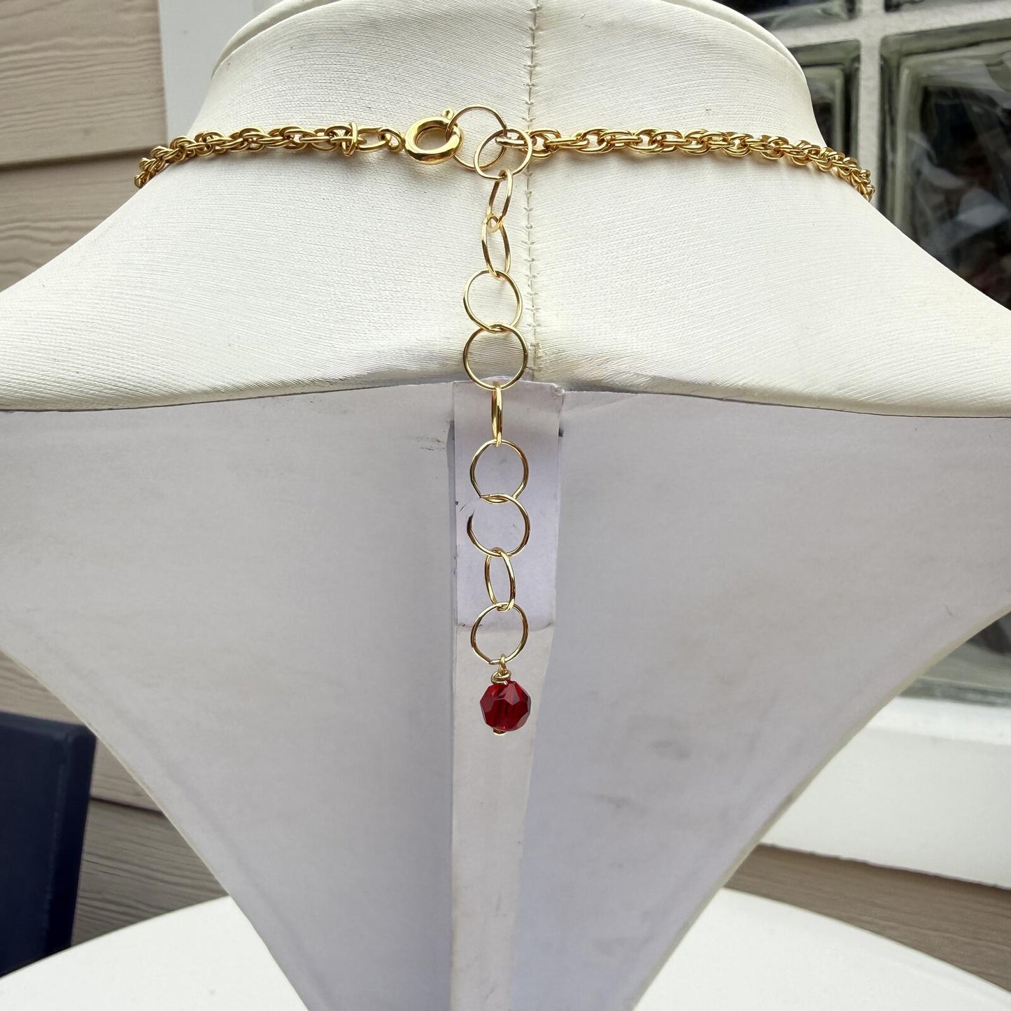 Vintage Signed Rion Patriotic Necklace. Red White Blue Heart and Star.