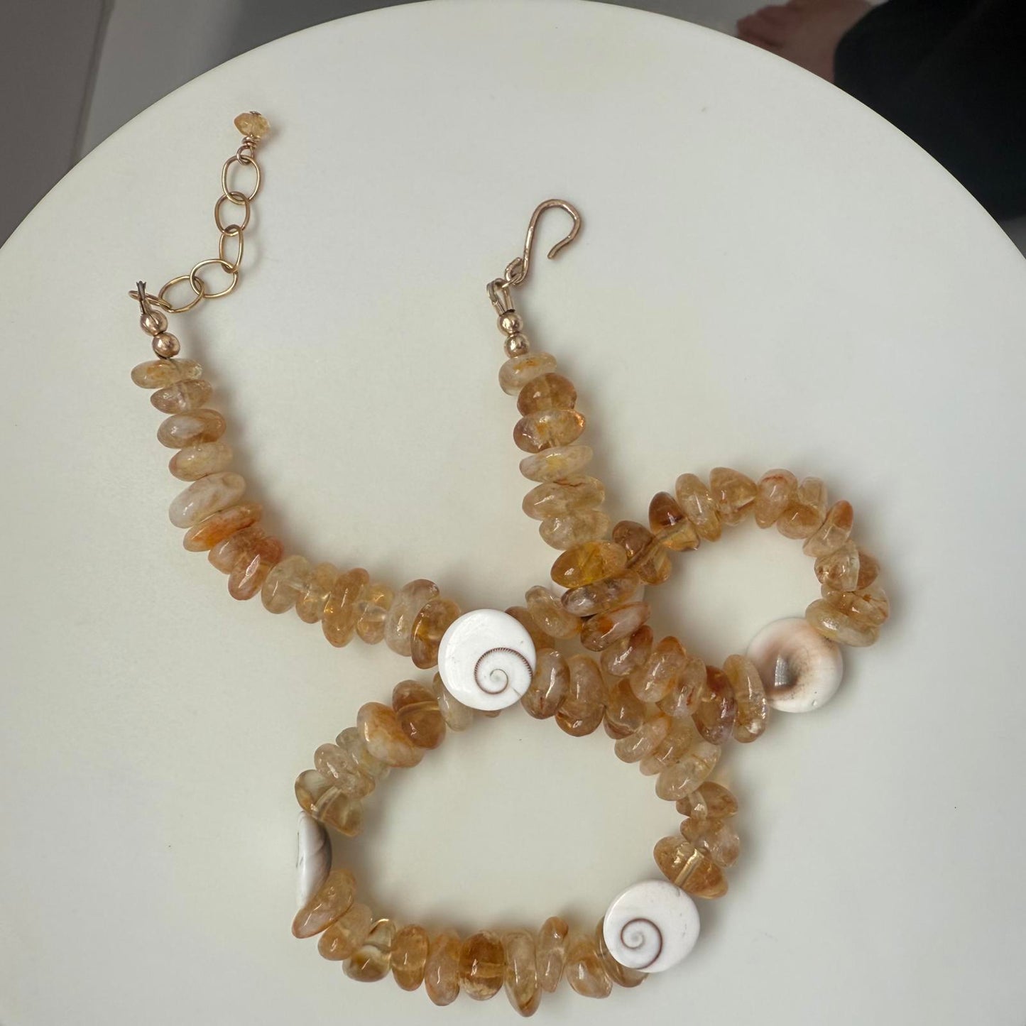 Citrine Necklace. Shiva Shell Necklace. Citrine Jewelry. Handmade Jewelry.