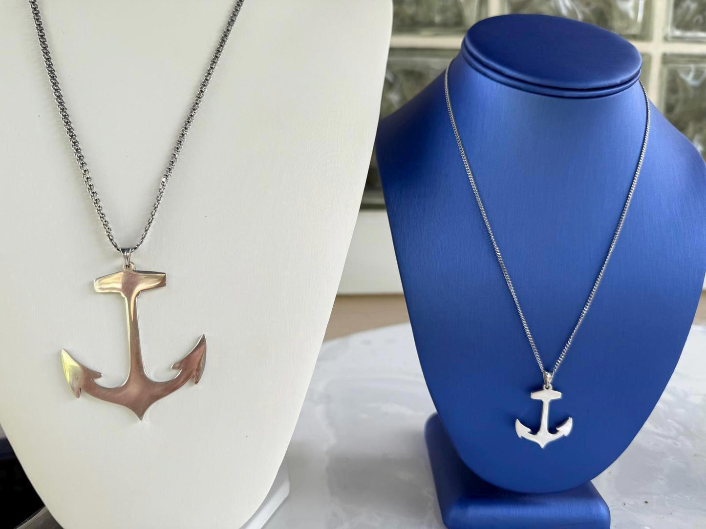 Sterling Silver Anchor Necklace. Sterling Nautical Anchor Pendant Necklace.