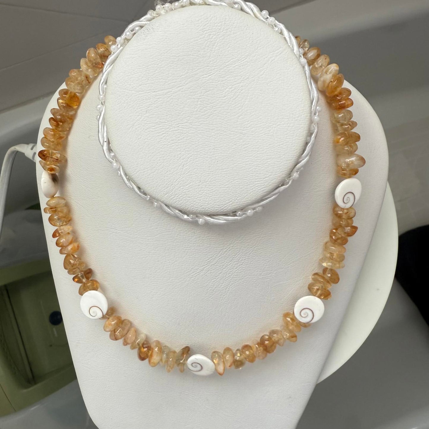 Citrine Necklace. Shiva Shell Necklace. Citrine Jewelry. Handmade Jewelry.