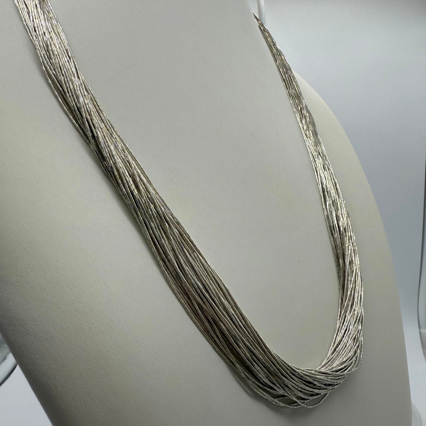 Vintage Sterling Silver Liquid Silver Necklace – 50-Strands.
