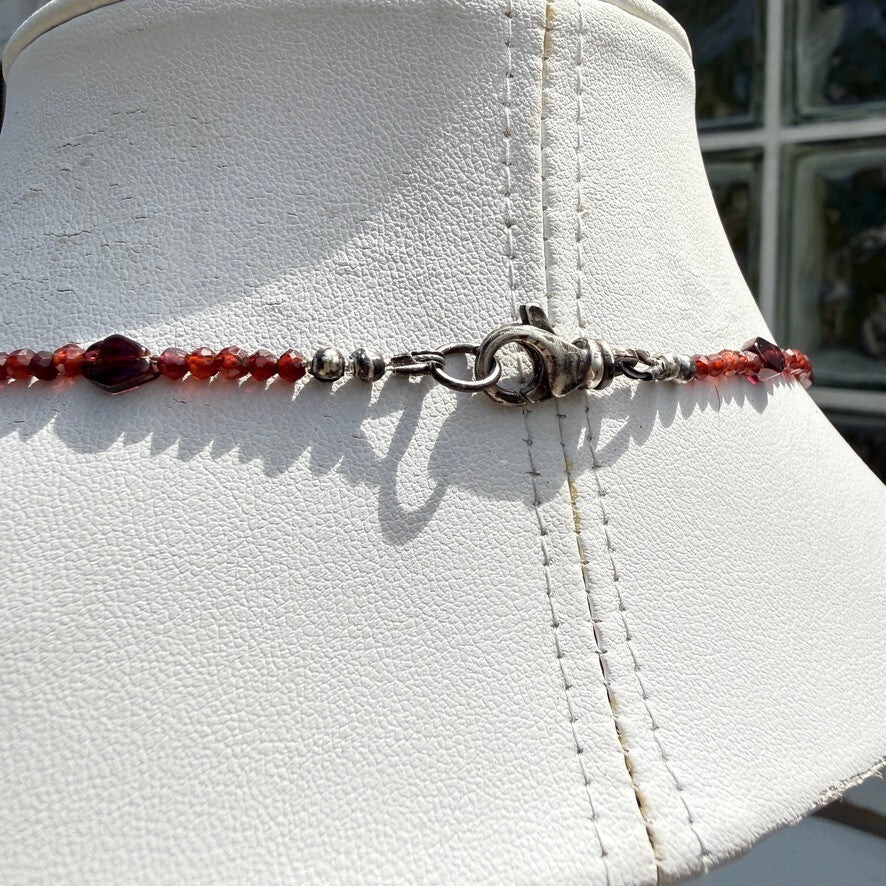 Vintage Austro-Hungarian Sterling Silver Garnet Cross Necklace.