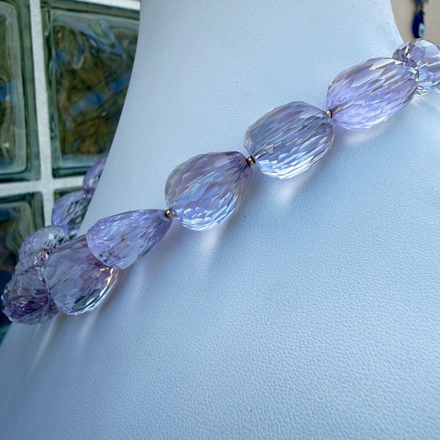 Handmade Natural Faceted Kunzite Statement Necklace