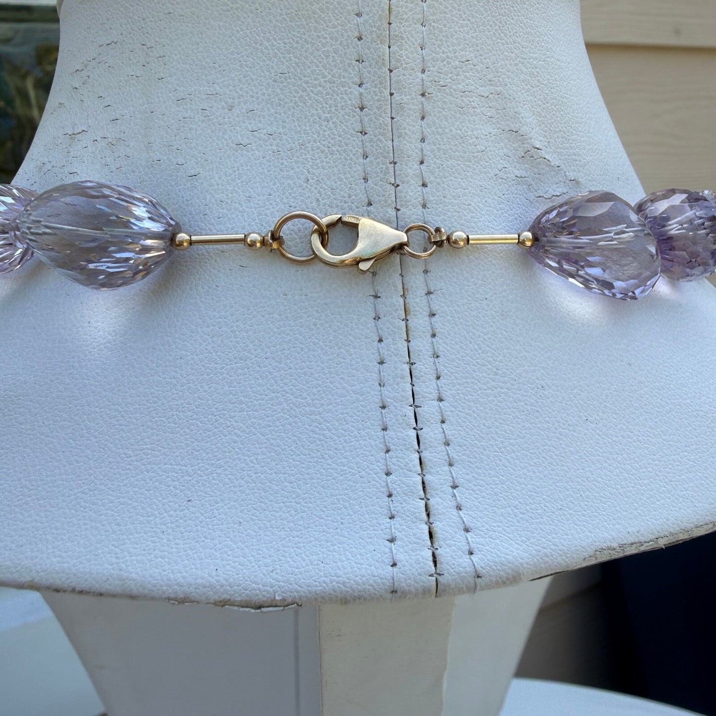 Handmade Natural Faceted Kunzite Statement Necklace