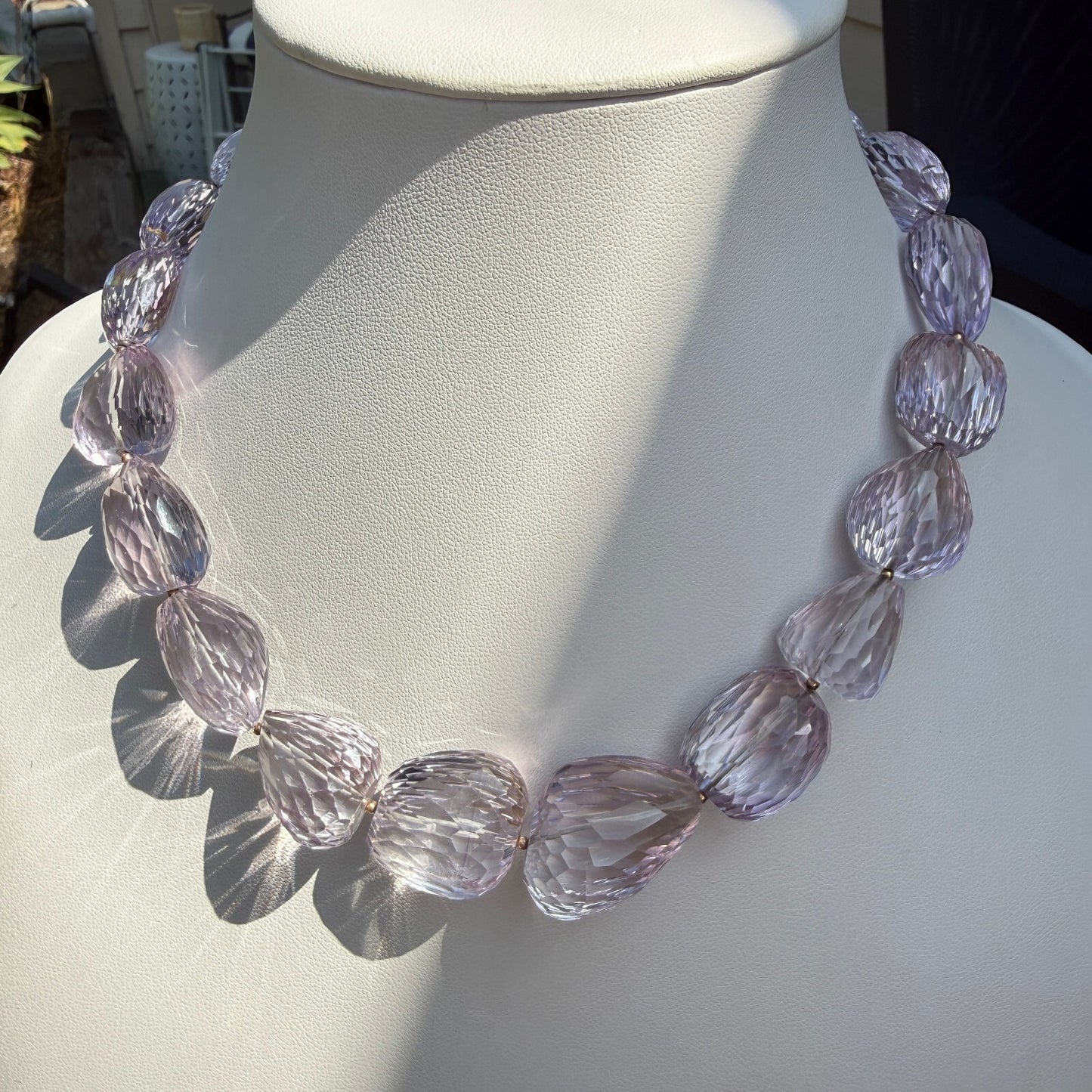 Handmade Natural Faceted Kunzite Statement Necklace