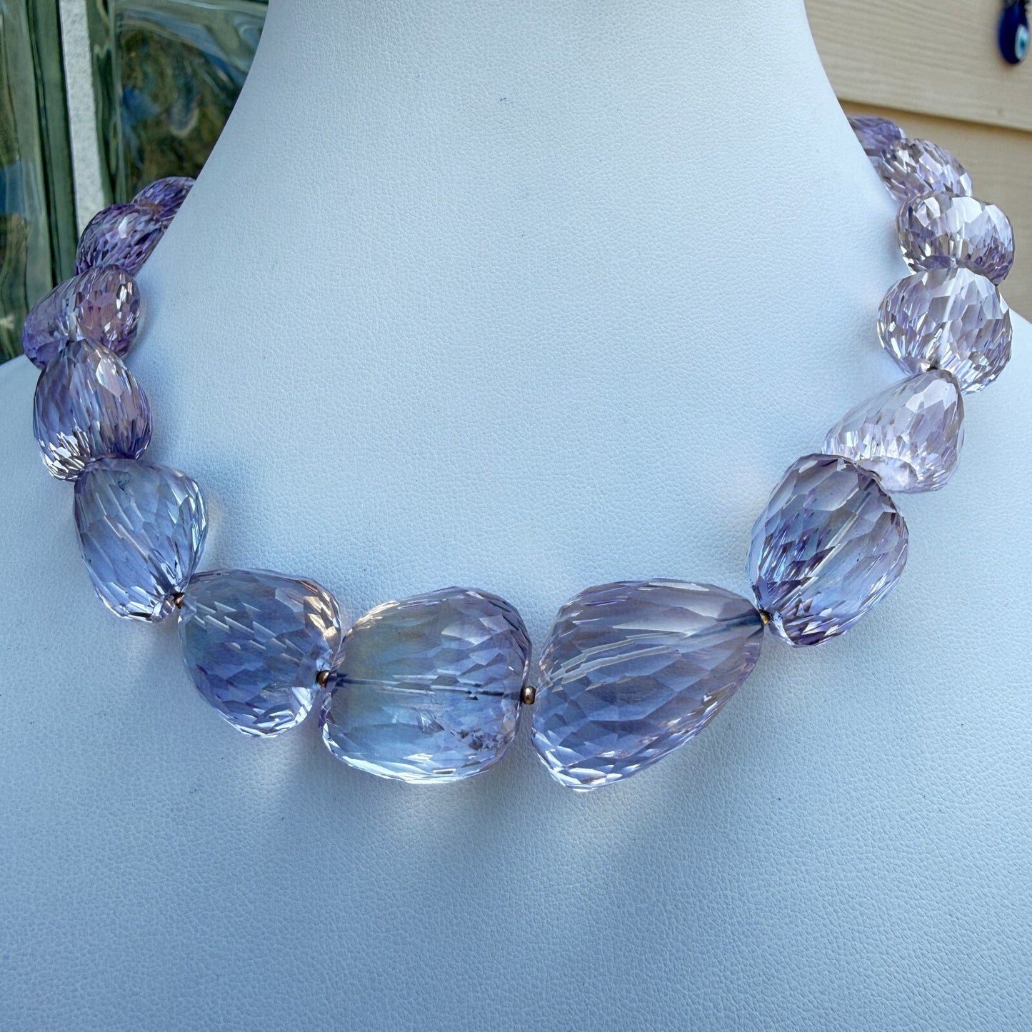 Handmade Natural Faceted Kunzite Statement Necklace