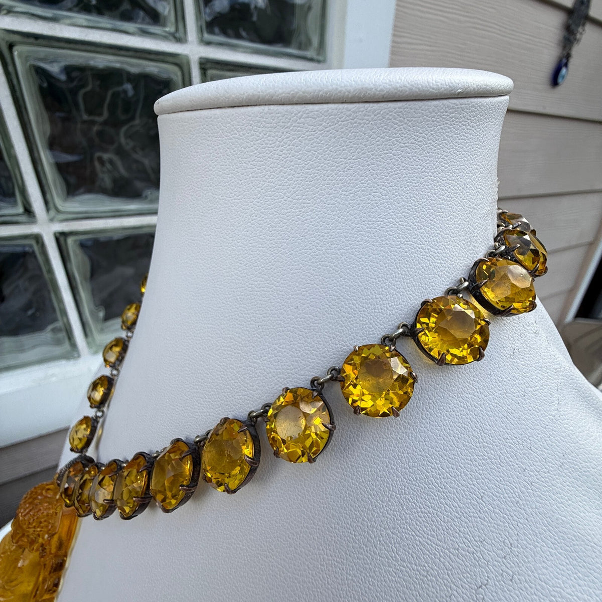 Golden Buddha Pendant. Vintage riviere Necklace – One-of-a-Kind.