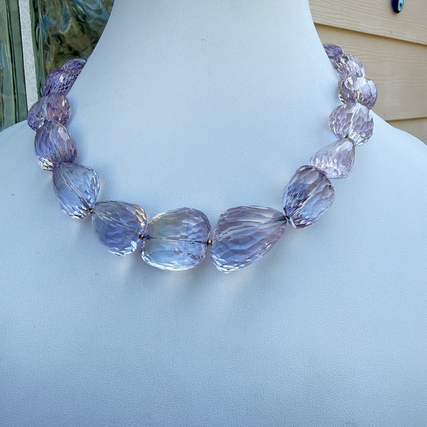 Handmade Natural Faceted Kunzite Statement Necklace