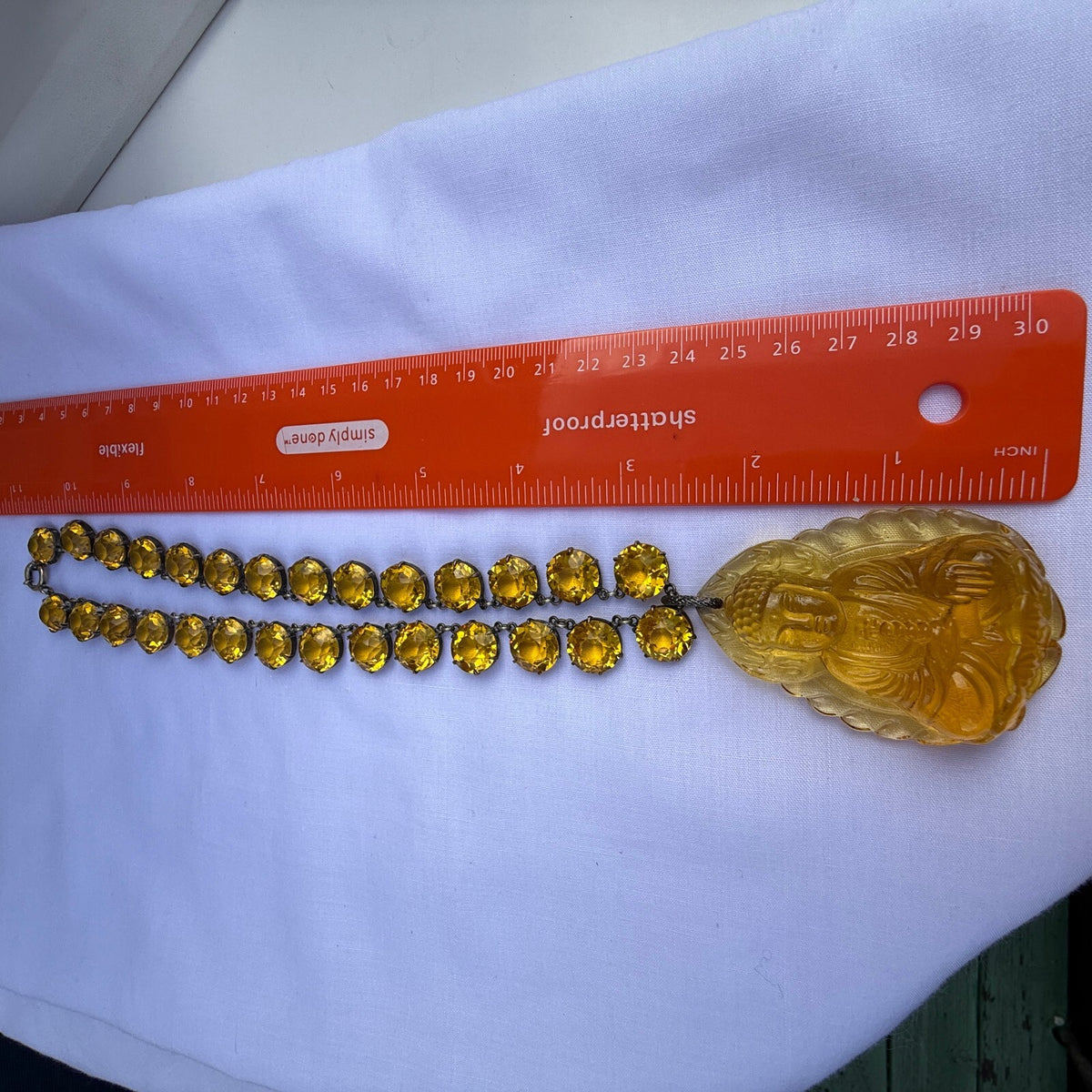 Golden Buddha Pendant. Vintage riviere Necklace – One-of-a-Kind.