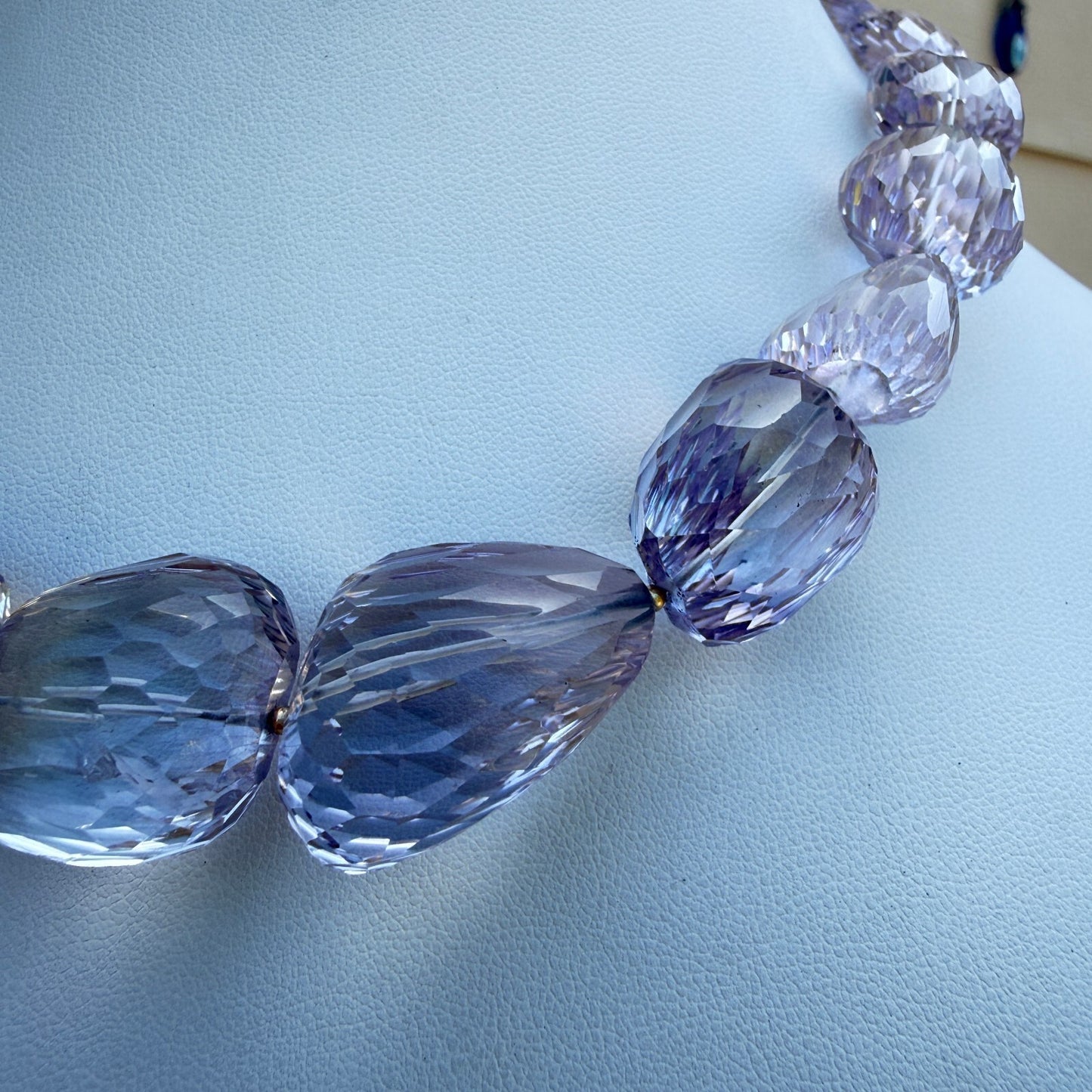 Handmade Natural Faceted Kunzite Statement Necklace