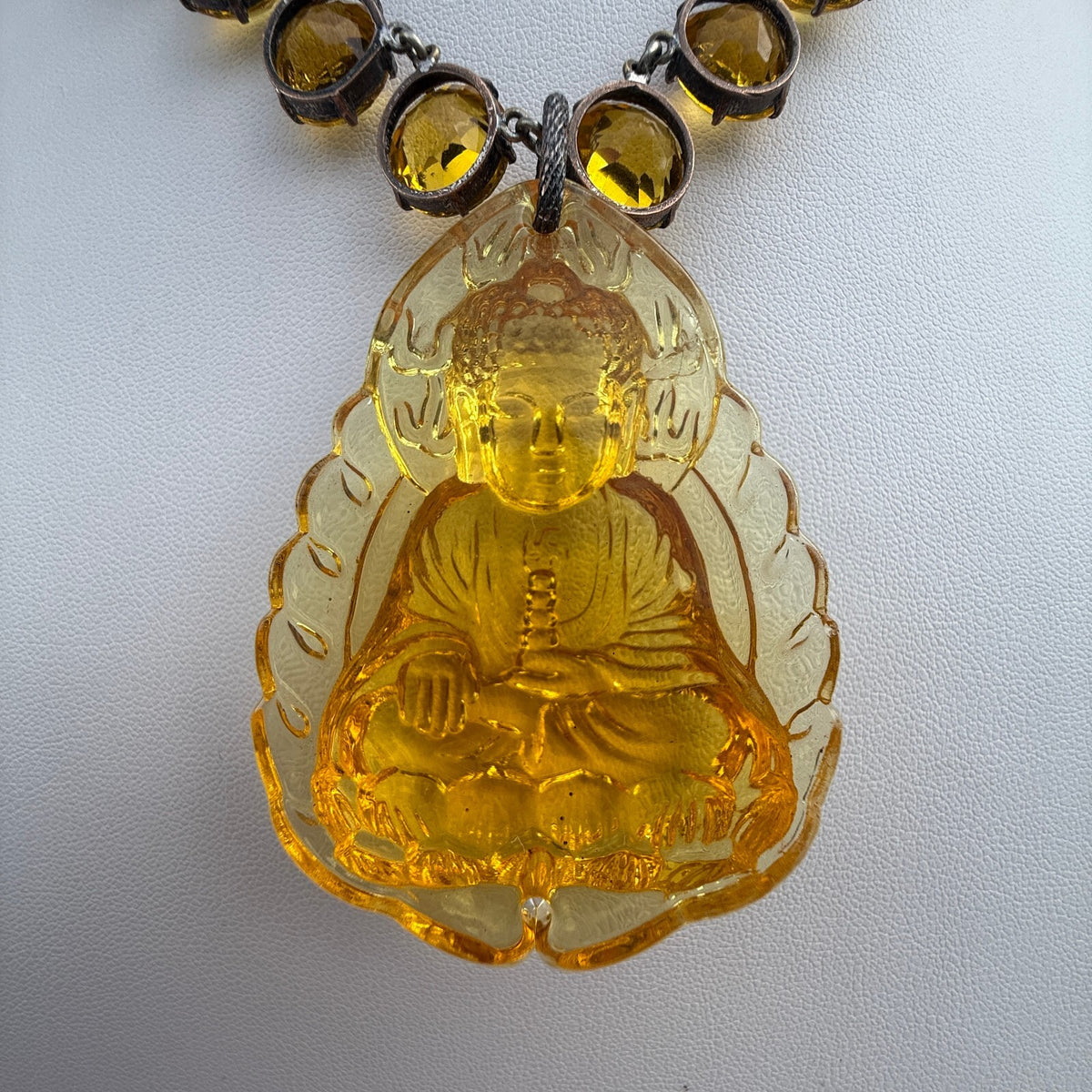Golden Buddha Pendant. Vintage riviere Necklace – One-of-a-Kind.
