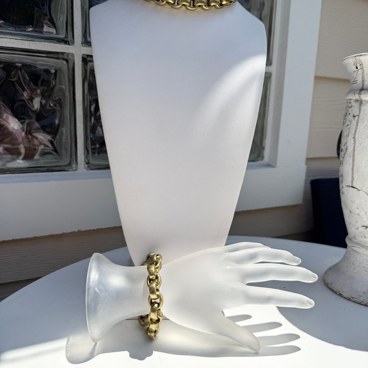Vintage 70s Chunky Rolo Chain Necklace or 3 Bracelets or 1 Bracelet & 1 Necklace