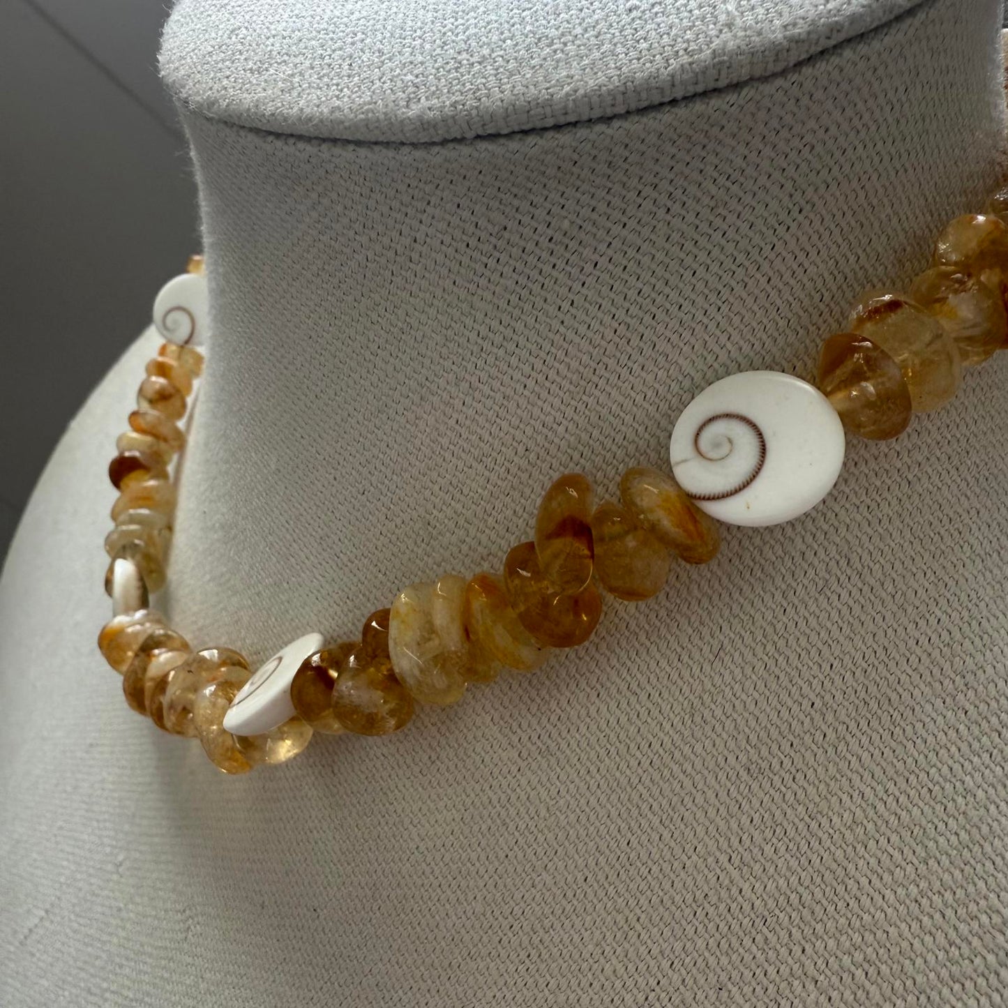 Citrine Necklace. Shiva Shell Necklace. Citrine Jewelry. Handmade Jewelry.