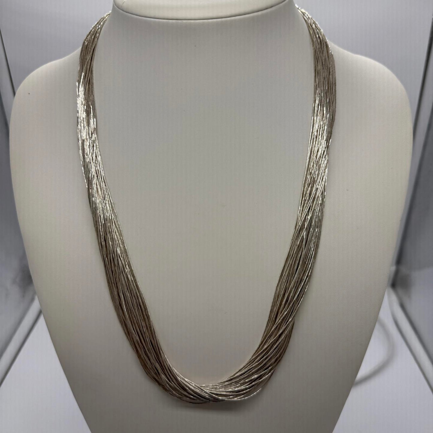 Vintage Sterling Silver Liquid Silver Necklace – 50-Strands.