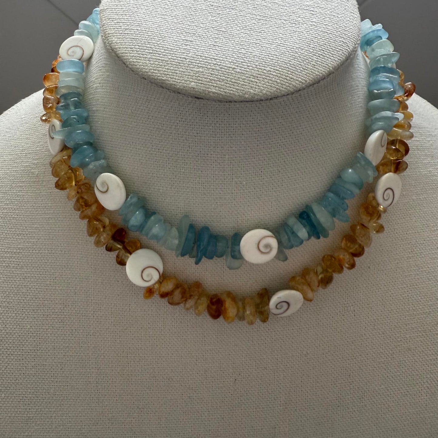 Citrine Necklace. Shiva Shell Necklace. Citrine Jewelry. Handmade Jewelry.