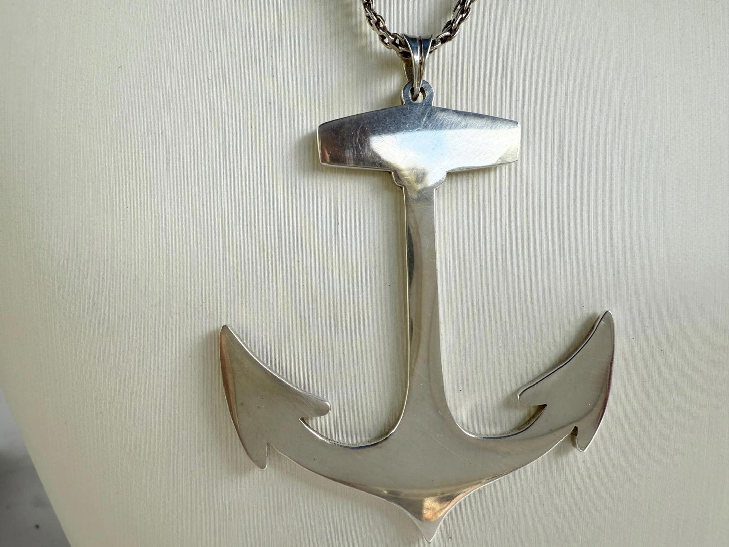 Men’s Sterling Silver Anchor Pendant Necklace. White Trash Charms Large Anchor.